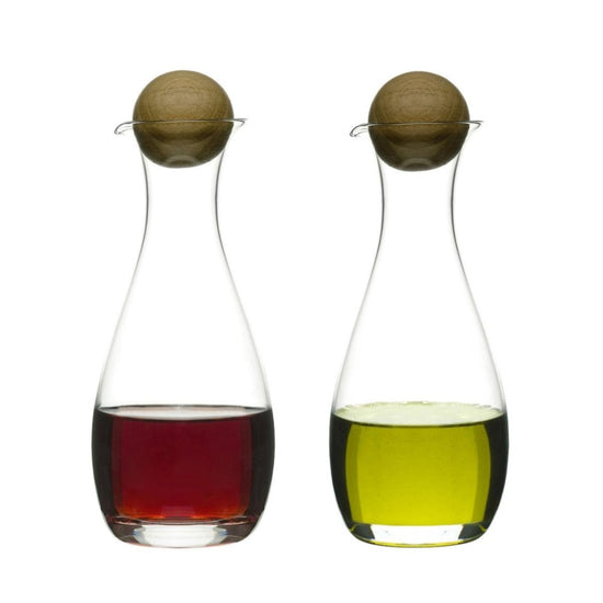 Sagaform Nature Oil & Vinegar Bottle W/ Oak Stopper, 2 Pack - lily & onyx