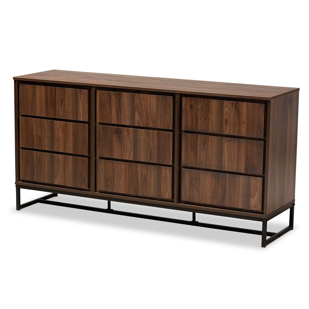 
                      
                        Baxton Studio Neil Modern & Contemporary Brown Finished Wood & Black Metal 3-Door Dining Room Sideboard Buffet - lily & onyx
                      
                    