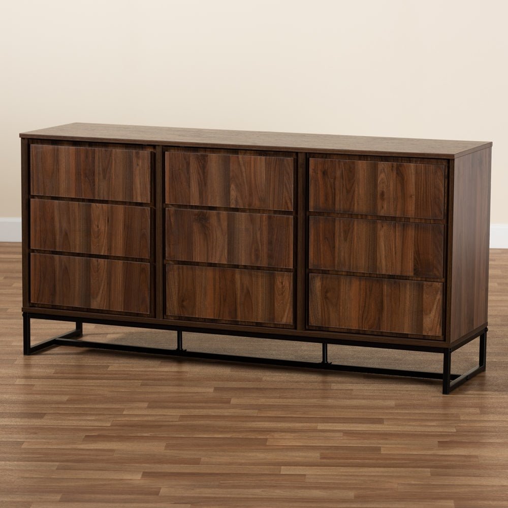 
                      
                        Baxton Studio Neil Modern & Contemporary Brown Finished Wood & Black Metal 3-Door Dining Room Sideboard Buffet - lily & onyx
                      
                    