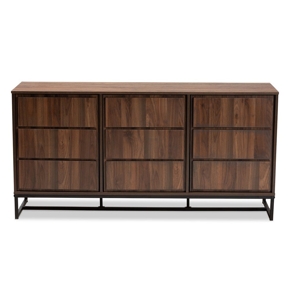 
                      
                        Baxton Studio Neil Modern & Contemporary Brown Finished Wood & Black Metal 3-Door Dining Room Sideboard Buffet - lily & onyx
                      
                    