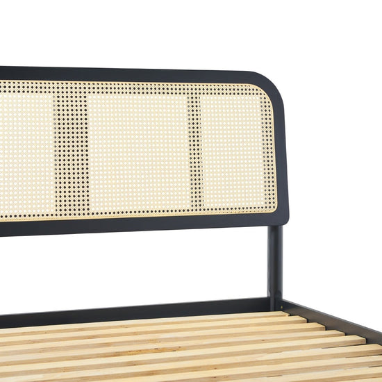 Walker Edison Neru Boho Curved Rattan-Headboard Bed Collection (Queen or King) - lily & onyx