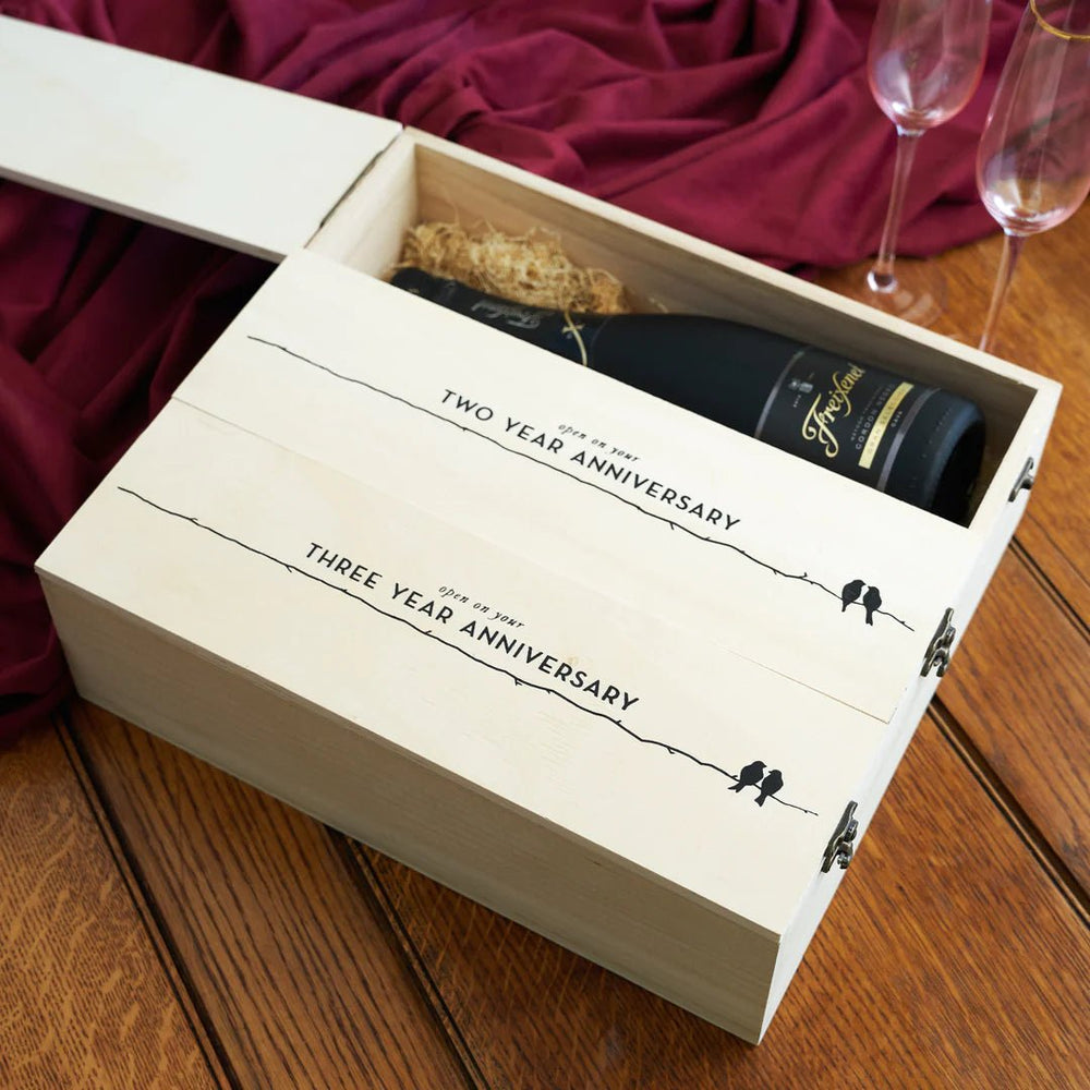 Twine Living Newlyweds Anniversary Wooden Wine Box - lily & onyx