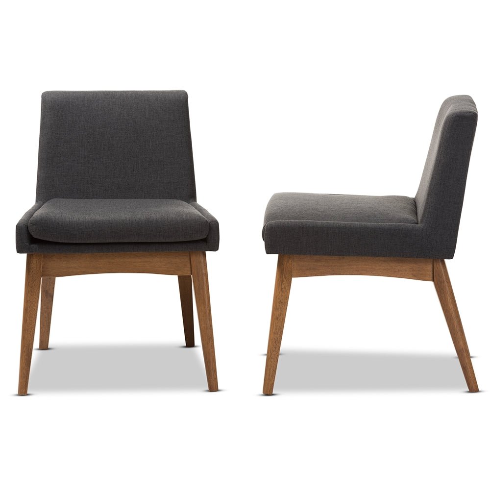 Baxton Studio Nexus Mid Century Modern Walnut Wood Finishing And Fabric Upholstered Dining Side Chair, Set Of 2 - lily & onyx