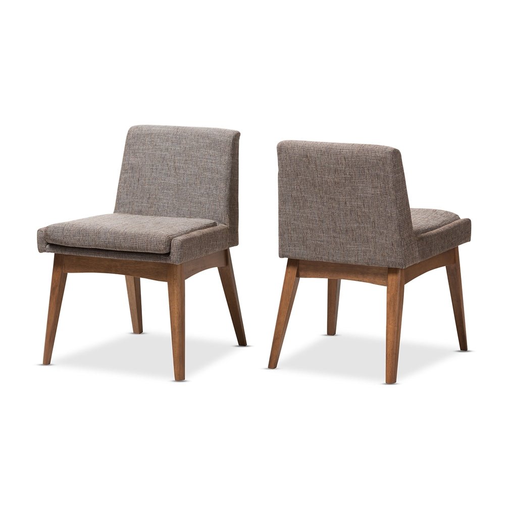 Baxton Studio Nexus Mid Century Modern Walnut Wood Finishing And Fabric Upholstered Dining Side Chair, Set Of 2 - lily & onyx