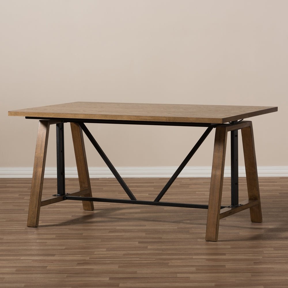 
                      
                        Baxton Studio Nico Rustic Industrial Metal And Distressed Wood Adjustable Height Work Table - lily & onyx
                      
                    