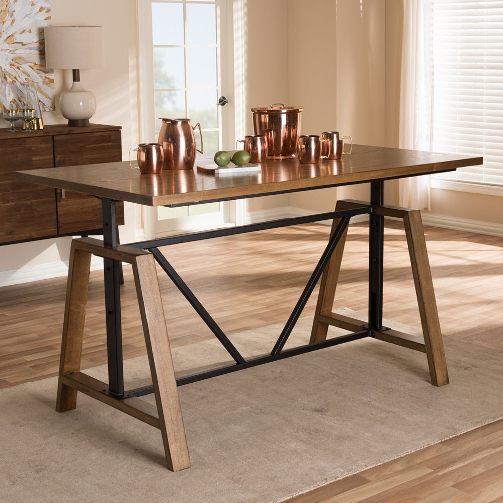
                      
                        Baxton Studio Nico Rustic Industrial Metal And Distressed Wood Adjustable Height Work Table - lily & onyx
                      
                    