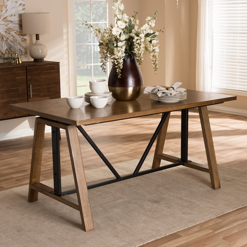 
                      
                        Baxton Studio Nico Rustic Industrial Metal And Distressed Wood Adjustable Height Work Table - lily & onyx
                      
                    