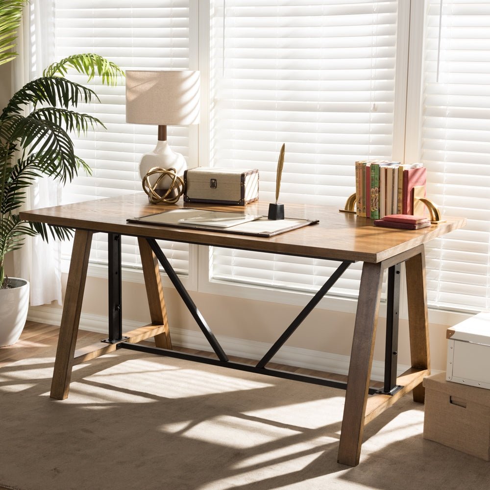 
                      
                        Baxton Studio Nico Rustic Industrial Metal And Distressed Wood Adjustable Height Work Table - lily & onyx
                      
                    