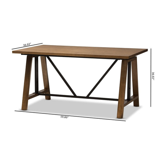 Baxton Studio Nico Rustic Industrial Metal And Distressed Wood Adjustable Height Work Table - lily & onyx