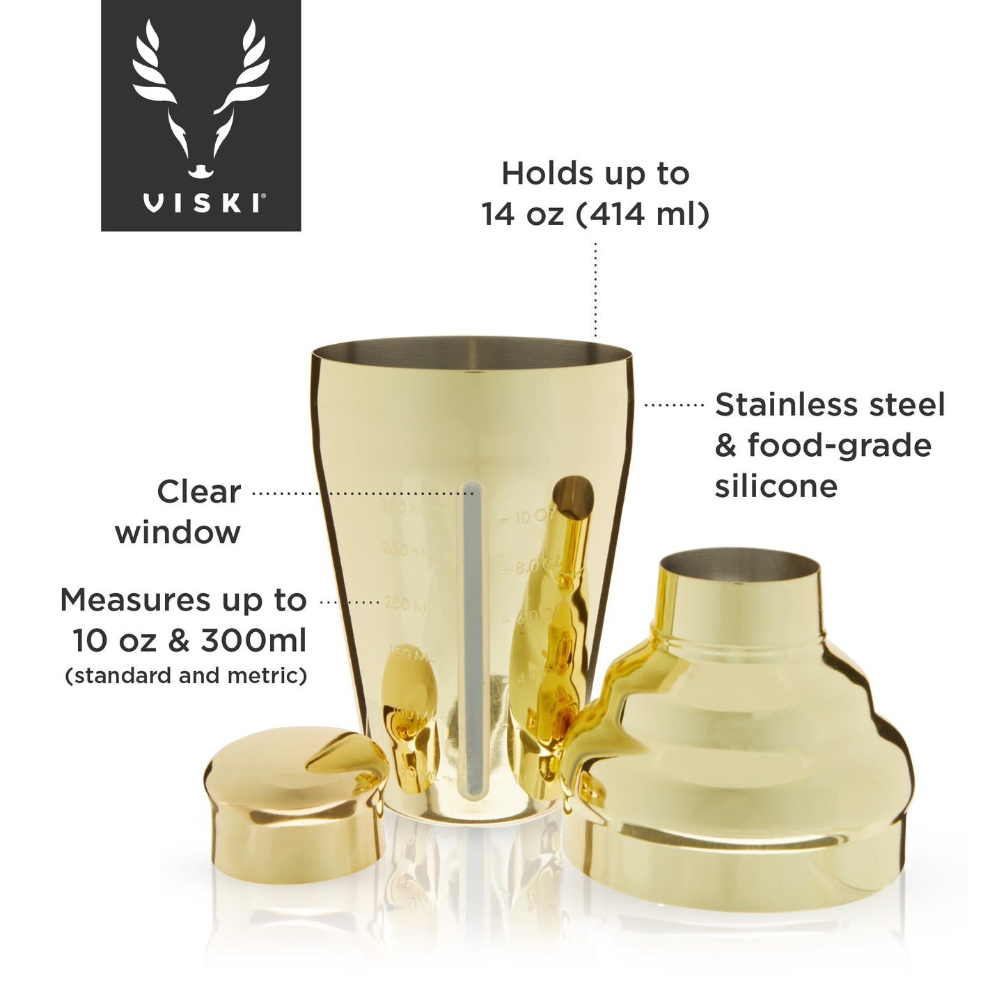Viski Gold Measured 10oz Cocktail Shaker - lily & onyx