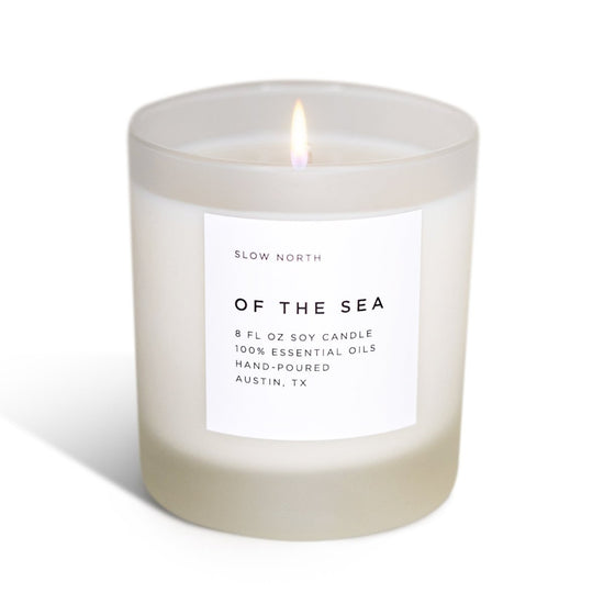 Slow North Of The Sea | Eucalyptus + Lavender + Peppermint | Frosted Candle, 8 oz - lily & onyx