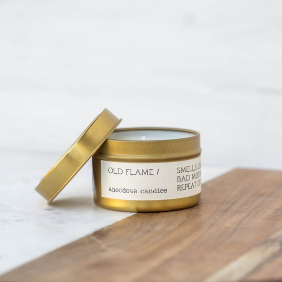 Anecdote Candles Old Flame | 3.4 Oz Travel Tin Candle | Santal - lily & onyx