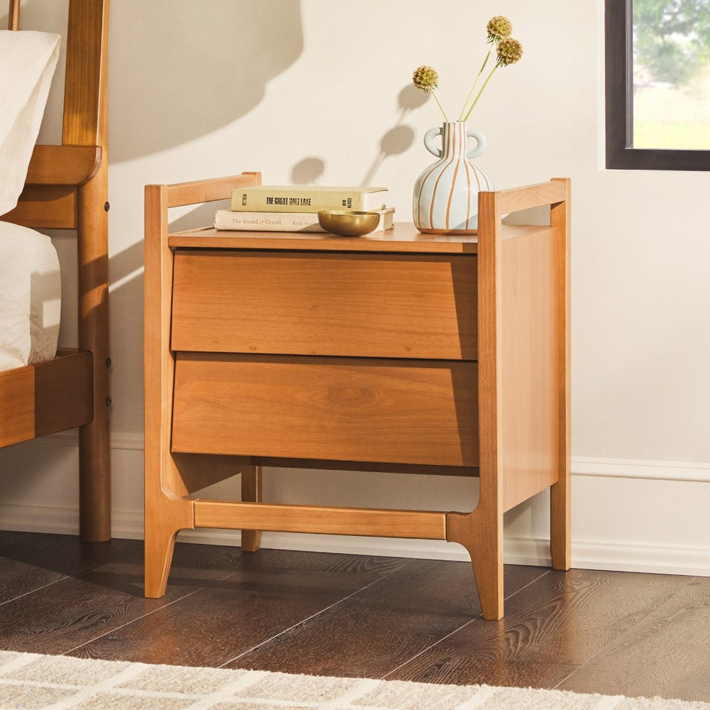 Walker Edison Oswald Mid-Century Modern 2-Drawer Wood Nightstand - lily & onyx