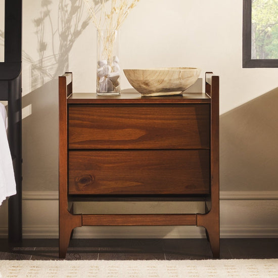 Walker Edison Oswald Mid-Century Modern 2-Drawer Wood Nightstand - lily & onyx