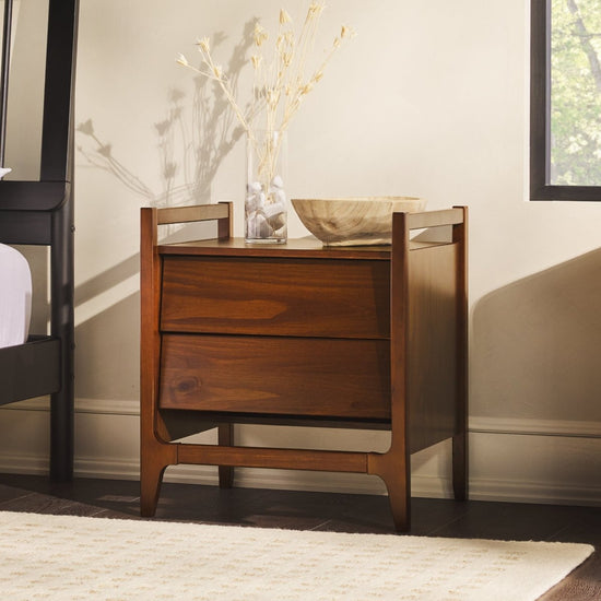 Walker Edison Oswald Mid-Century Modern 2-Drawer Wood Nightstand - lily & onyx