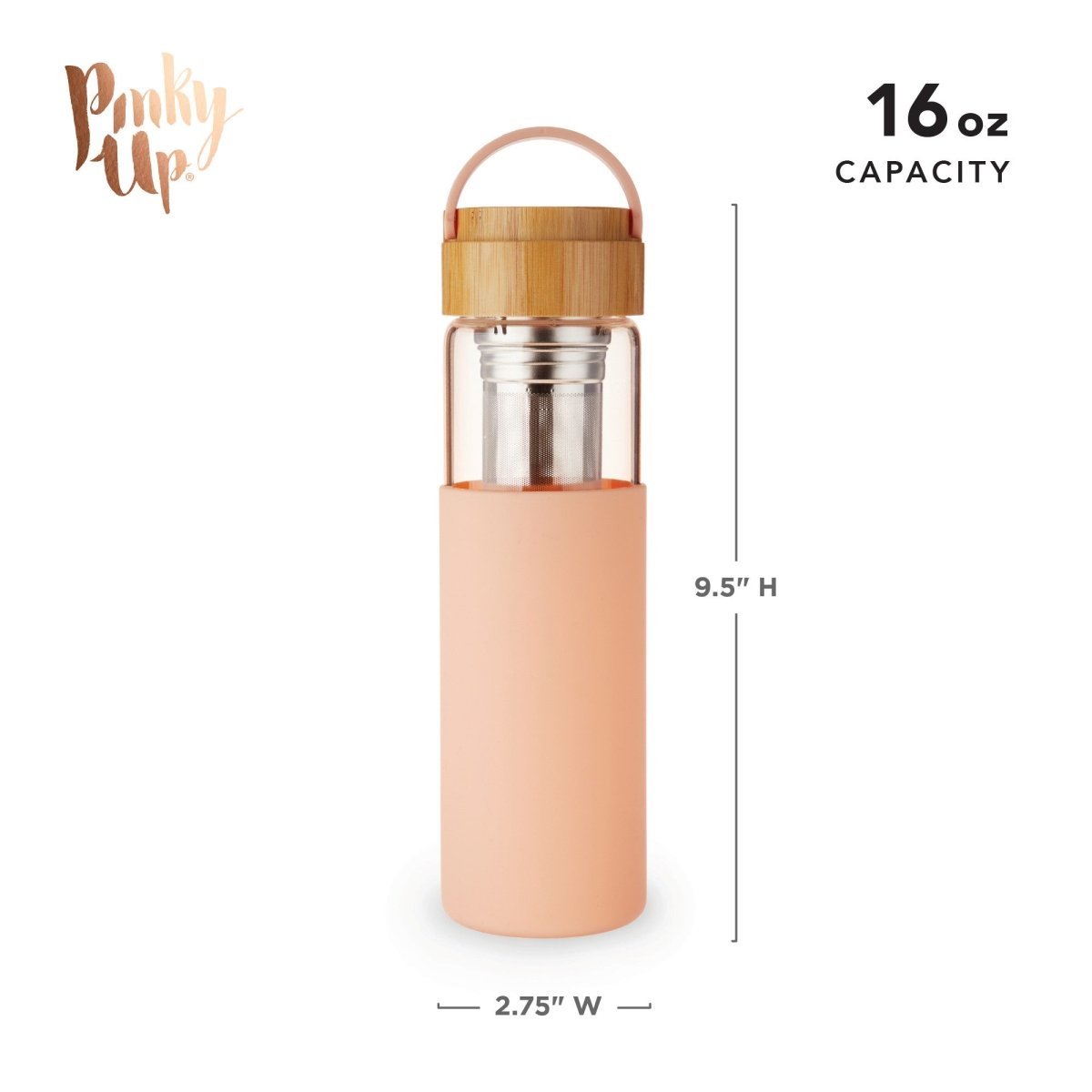 Pinky Up Paige™ Glass Travel Mug in Coral - lily & onyx