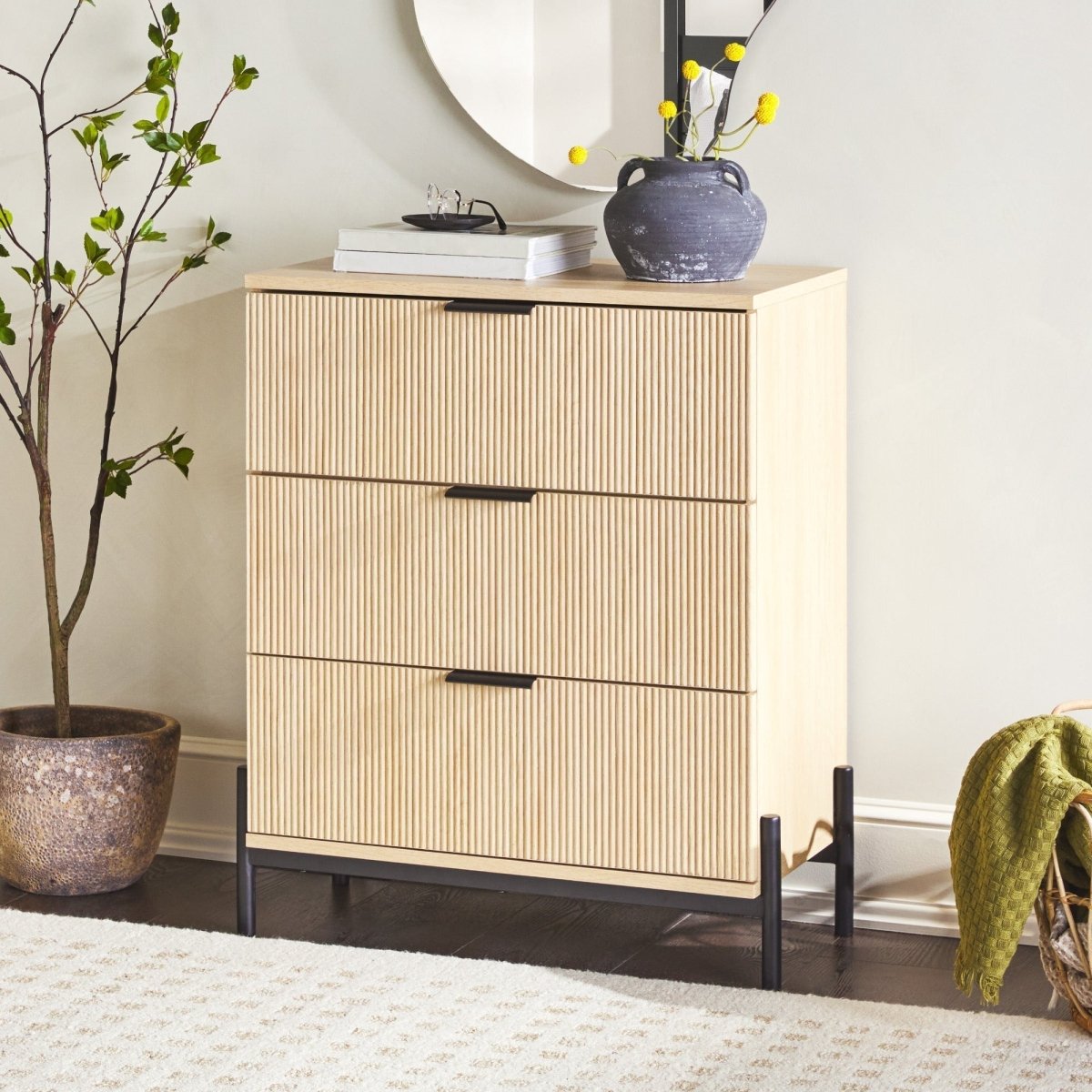 Walker Edison Paris Modern Scandinavian Reeded Chest - lily & onyx