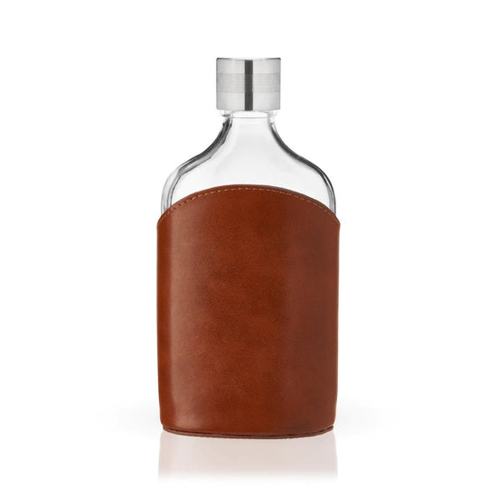 Viski Parker Leather-Wrapped Glass Flask - lily & onyx