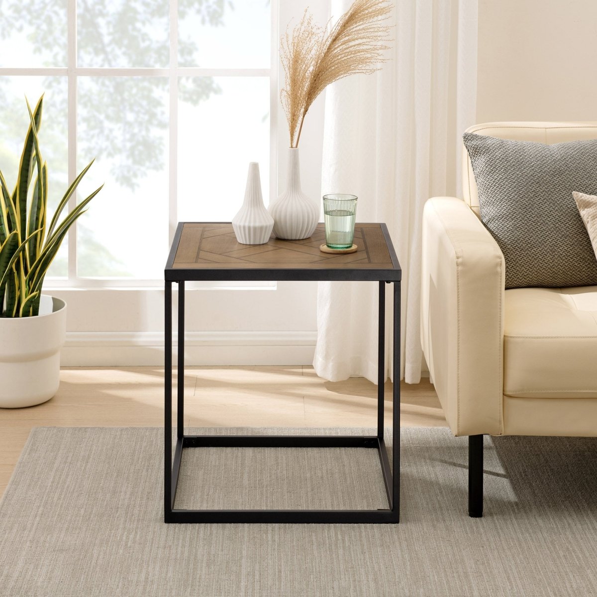 Walker Edison Parquet 20" Square Side Table - lily & onyx