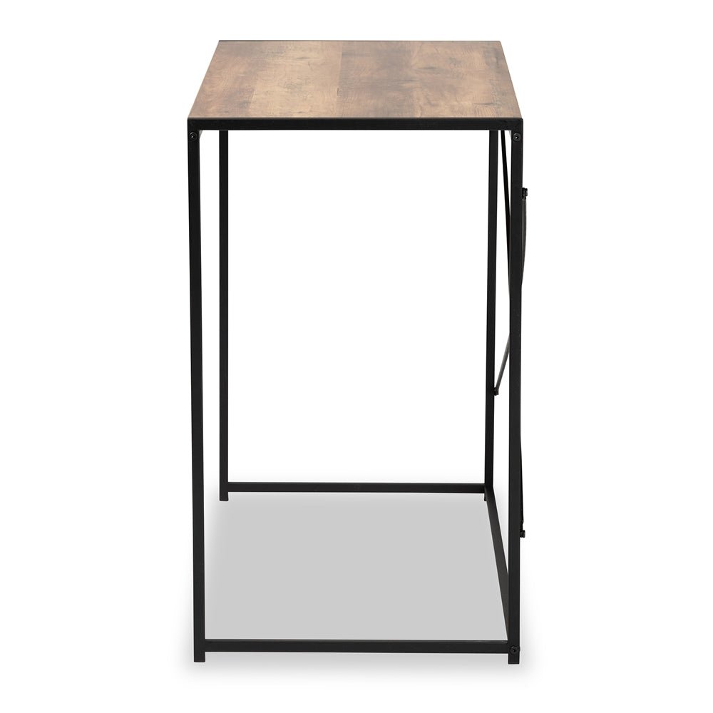 
                      
                        Baxton Studio Pauric Modern Industrial Walnut Brown Finished Wood And Black Metal Desk - lily & onyx
                      
                    