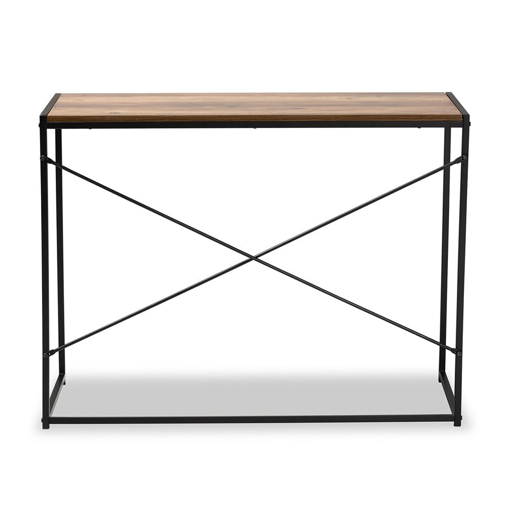 
                      
                        Baxton Studio Pauric Modern Industrial Walnut Brown Finished Wood And Black Metal Desk - lily & onyx
                      
                    