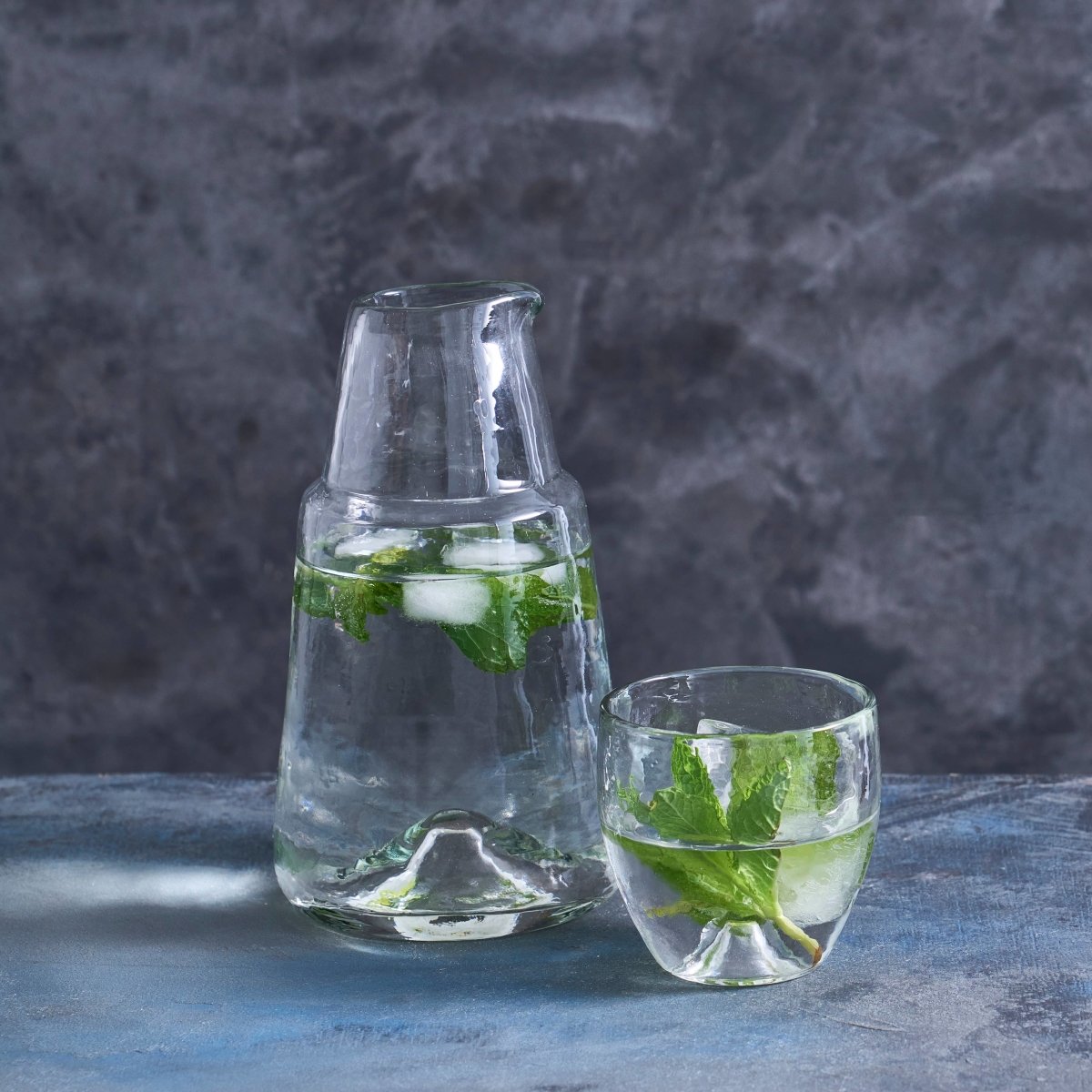 Recycled Glass Bedside Water Carafe and Drinking Glass Set