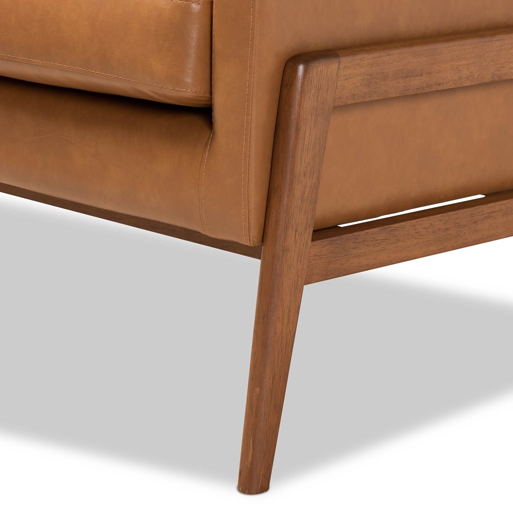 
                      
                        Baxton Studio Perris Mid Century Modern Tan Faux Leather Upholstered & Walnut Brown Finished Wood Lounge Chair - lily & onyx
                      
                    
