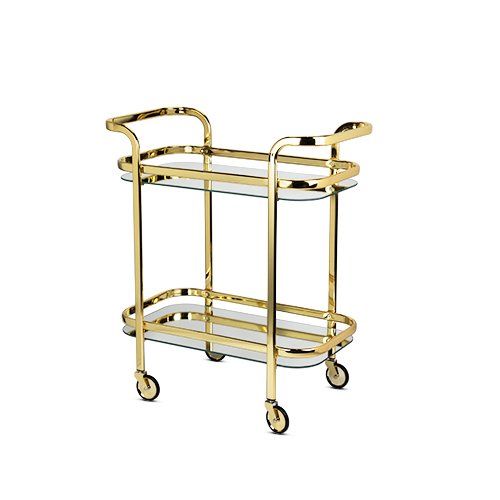 Viski Polished Gold Stainless Steel Bar Cart - lily & onyx