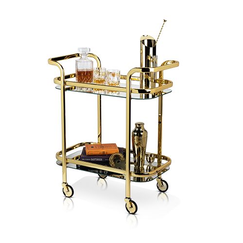 Viski Polished Gold Stainless Steel Bar Cart - lily & onyx