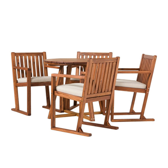 Walker Edison Prenton 5-Piece Modern Solid Wood Geometric Outdoor Dining Set - lily & onyx
