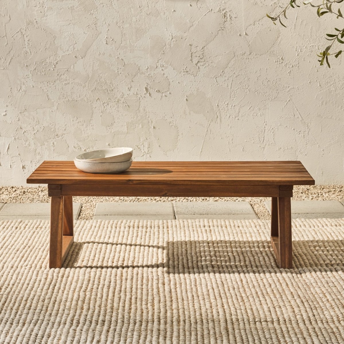 Walker Edison Prenton Modern Slat-Top Patio Coffee Table - lily & onyx