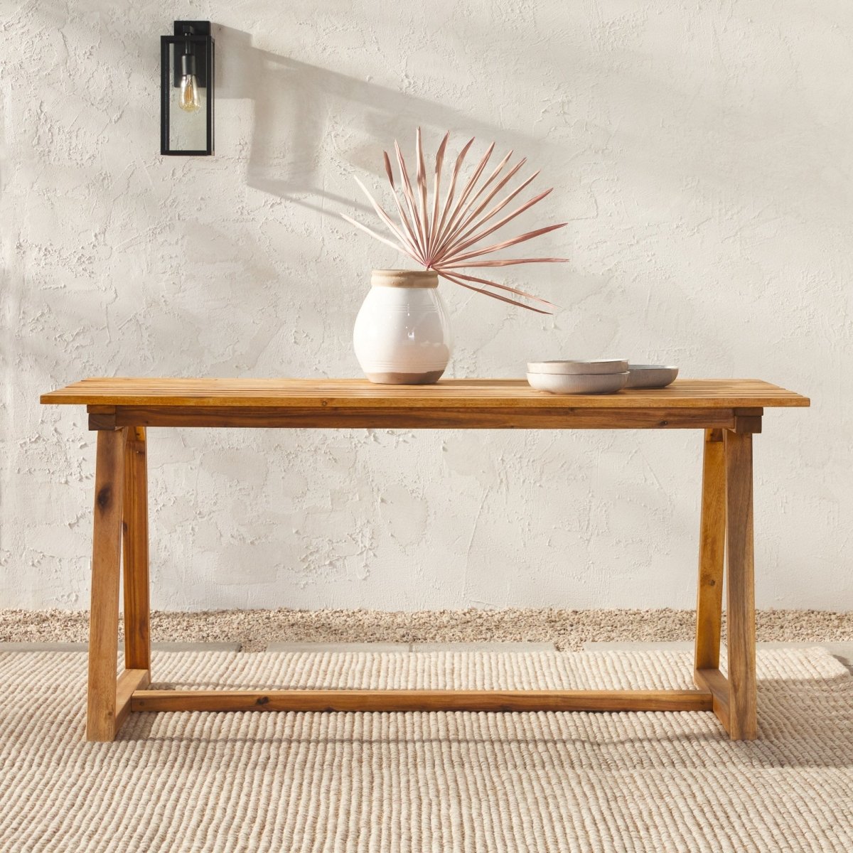 Walker Edison Prenton Modern Solid Wood Geometric Outdoor Dining Table - lily & onyx