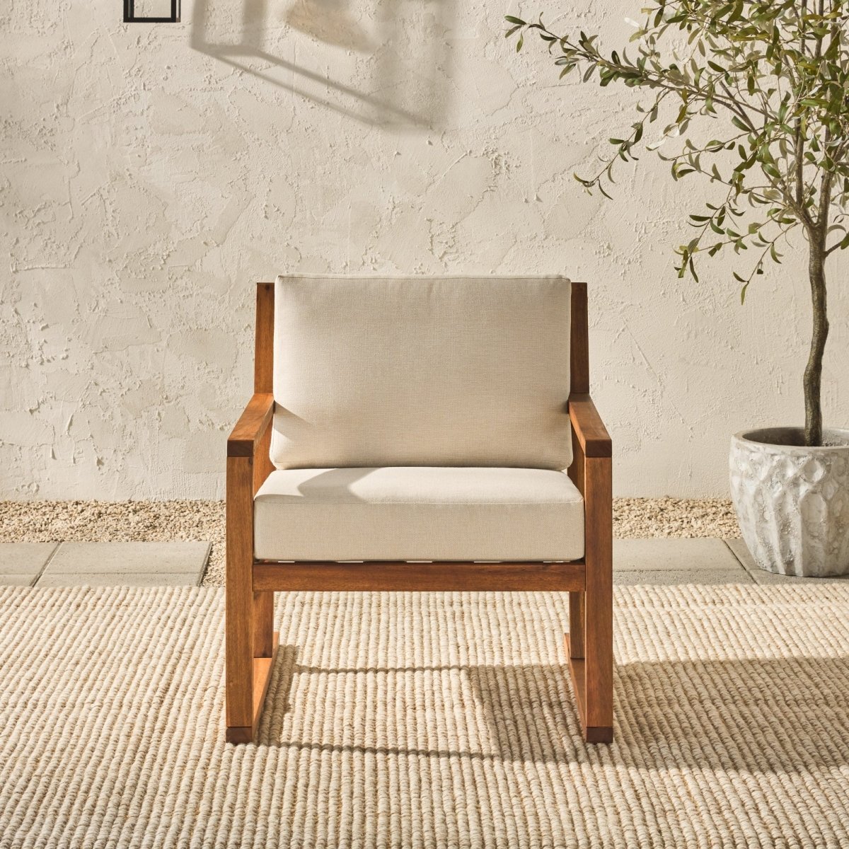 Walker Edison Prenton Modern Solid Wood Outdoor Club Chair - lily & onyx