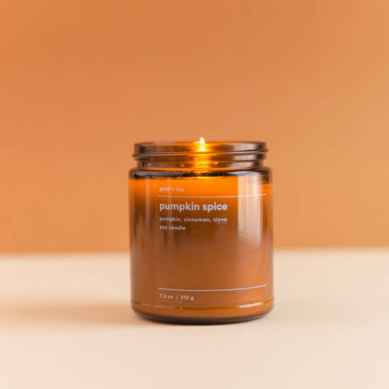 gold + ivy Pumpkin Spice | 7.5 Oz Glass Candle | Pumpkin, Cinnamon & Clove - lily & onyx