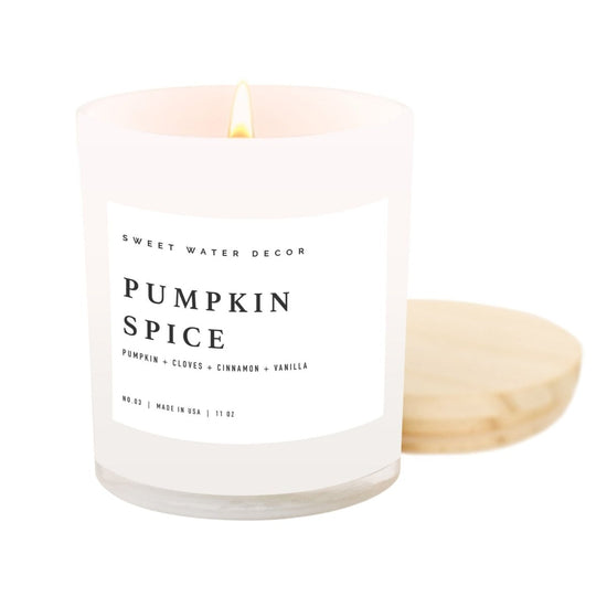 Sweet Water Decor Pumpkin Spice Soy Candle - White Jar - 11 oz - lily & onyx