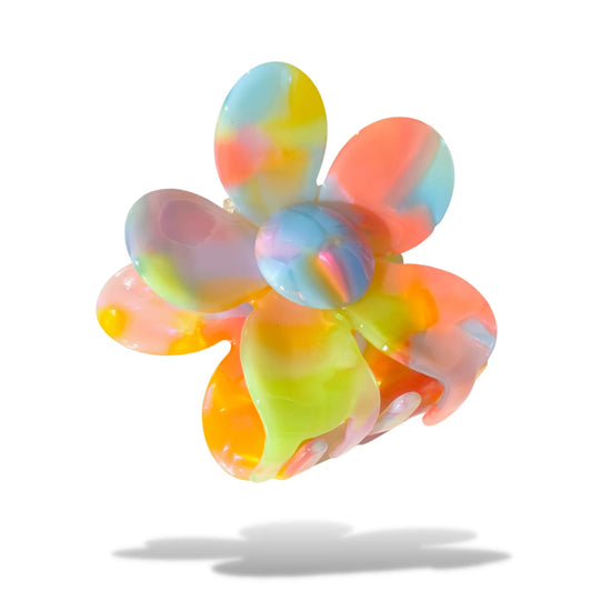 Load image into Gallery viewer, Denim &amp;amp; Daisy Rainbow Sherbet Flower Hair Claw - lily &amp;amp; onyx
