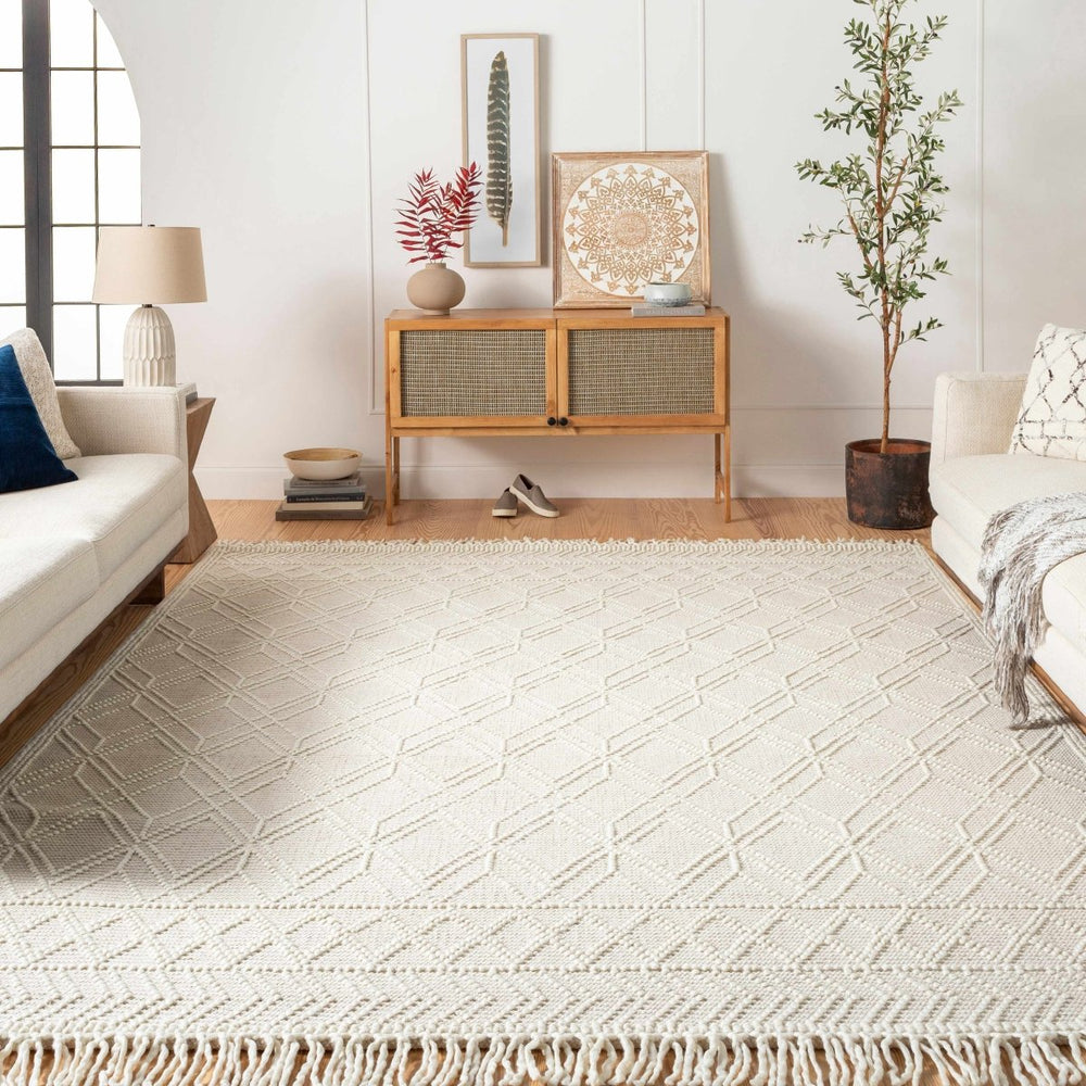 Hauteloom Ramsbury Beige Trellis Wool Rug - lily & onyx