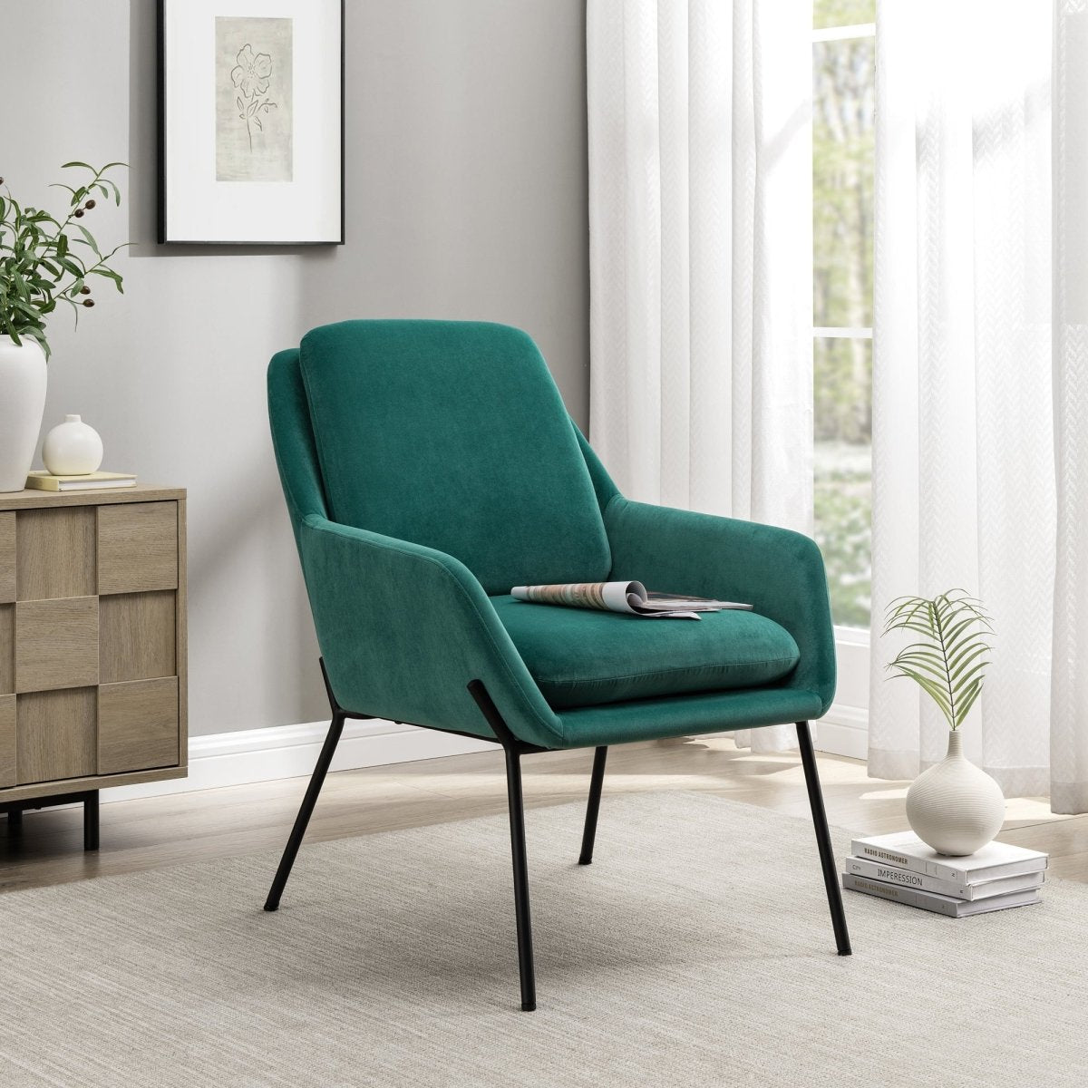 Walker Edison Ramsey Contemporary Upholstered Minimalist Accent Chair - lily & onyx