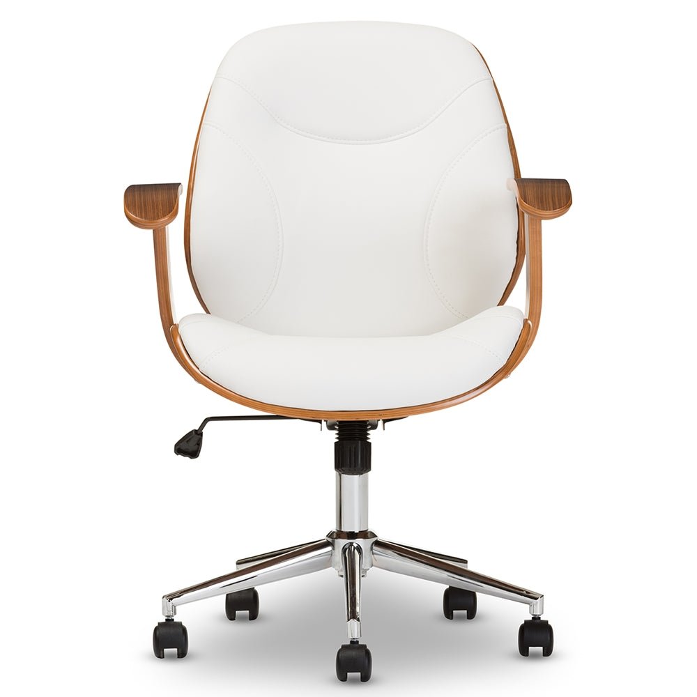Baxton Studio Rathburn Modern And Contemporary White And Walnut Office Chair - lily & onyx