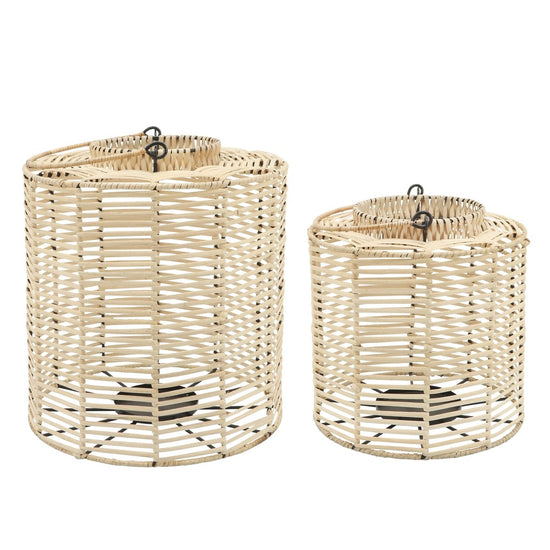 Load image into Gallery viewer, Sagebrook Home Rattan 10&amp;quot; &amp;amp; 13&amp;quot; Hurricane Candle Holder, Set of 2 - lily &amp;amp; onyx
