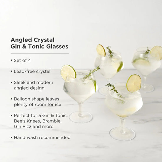 Viski Raye Angled Crystal Gin & Tonic Glasses, Set of 4 - lily & onyx
