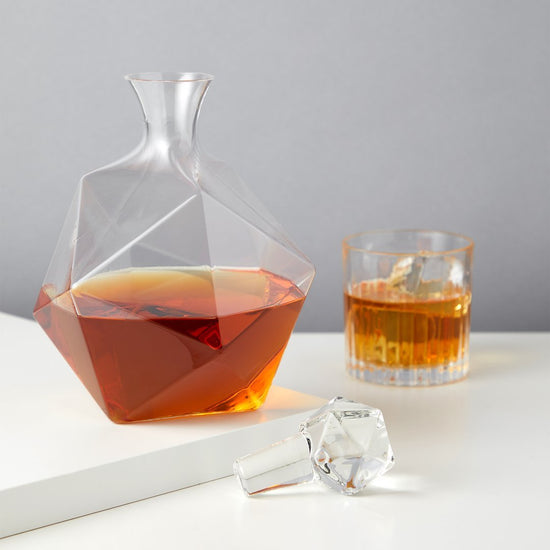 Viski Raye: Faceted Crystal Liquor Decanter - lily & onyx