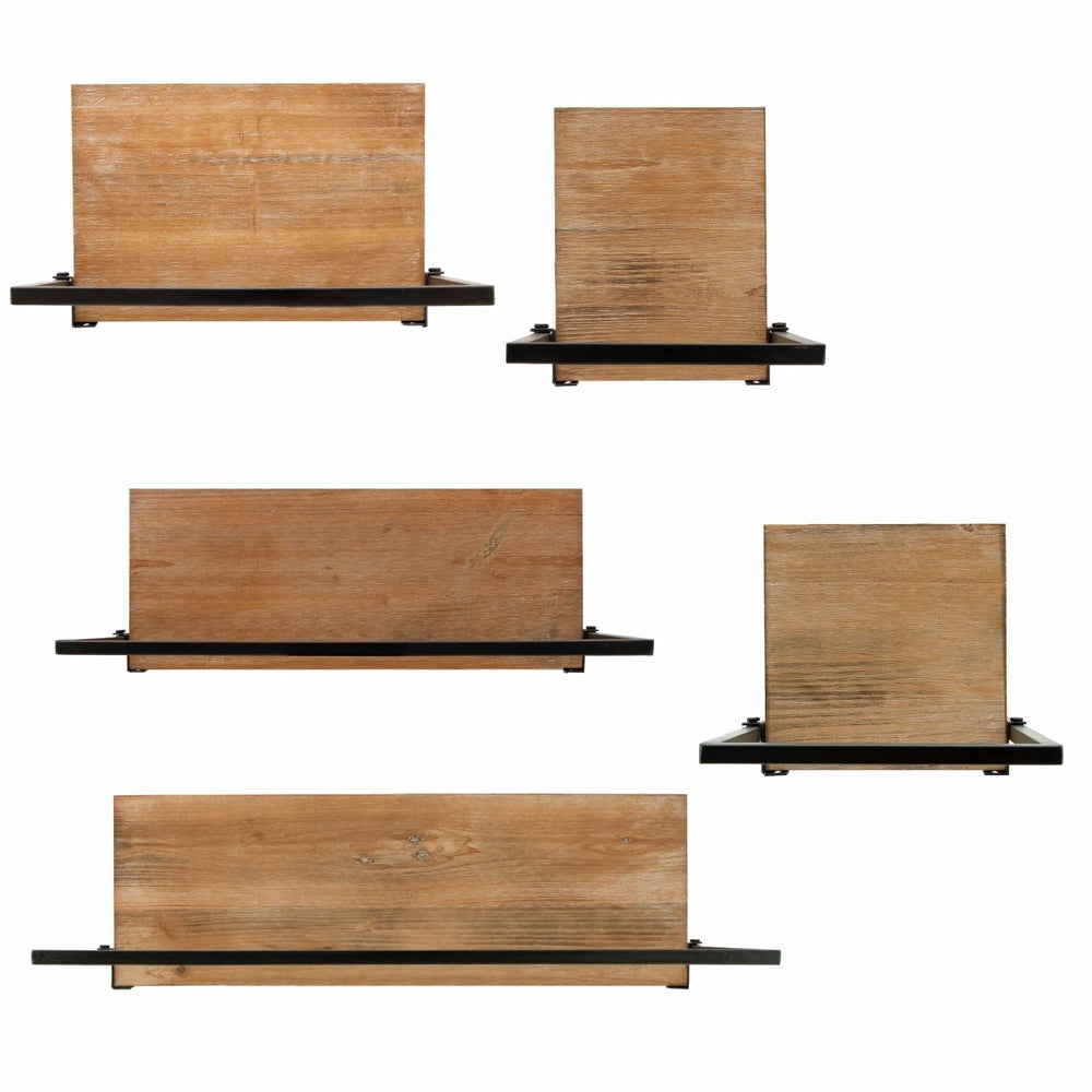 
                      
                        Sagebrook Home Rectangular Floating Wood & Metal Wall Shelves, Set Of 5 - lily & onyx
                      
                    