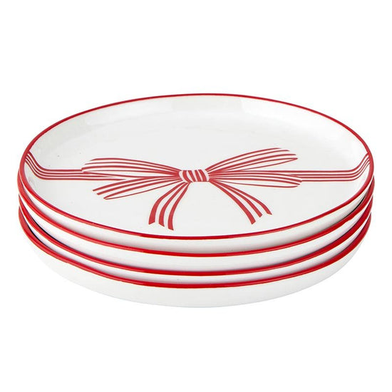 Santa Barbara Design Studio Red Bow Holiday Appetizer Plates, 5.25" - Set Of 8 - lily & onyx