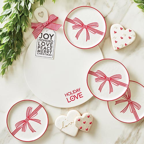 Santa Barbara Design Studio Red Bow Holiday Appetizer Plates, 5.25" - Set Of 8 - lily & onyx