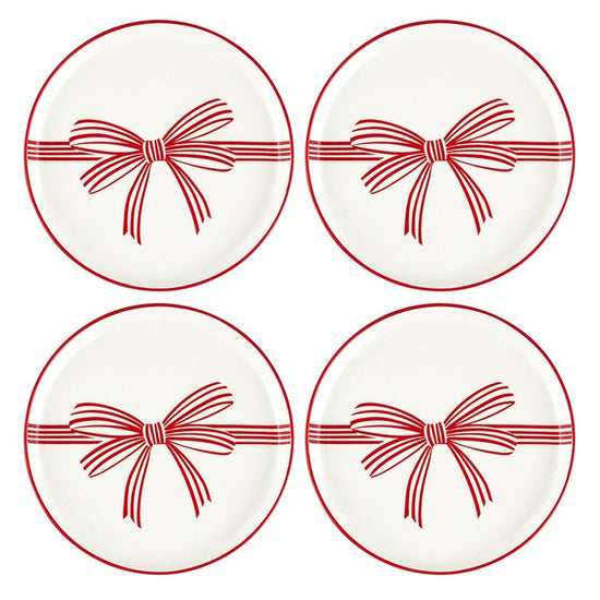 Load image into Gallery viewer, Santa Barbara Design Studio Red Bow Holiday Appetizer Plates, 5.25&amp;quot; - Set Of 8 - lily &amp;amp; onyx

