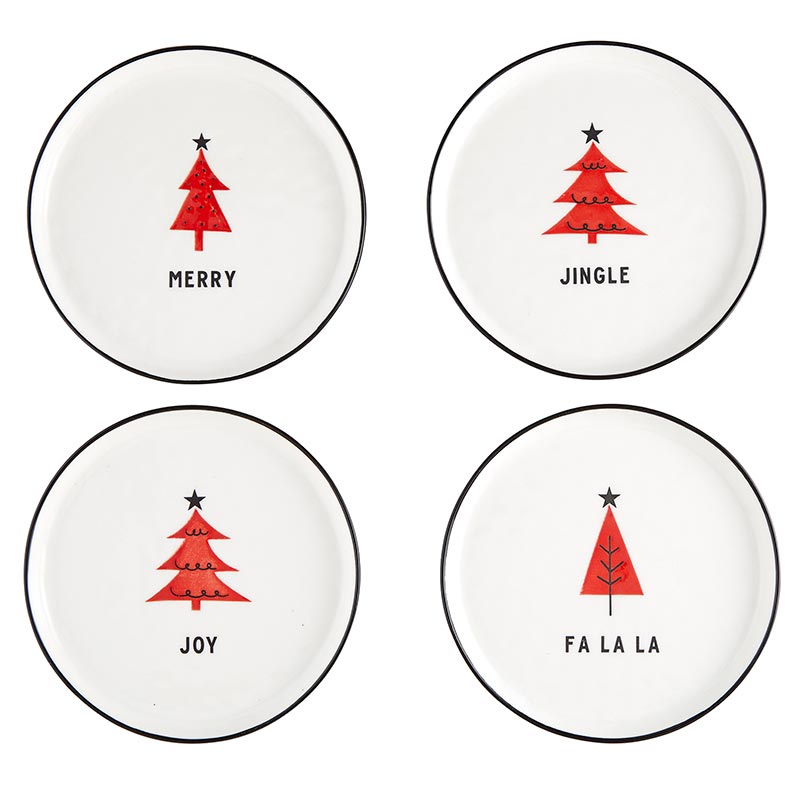 Santa Barbara Design Studio Red Christmas Trees Appetizer Plates, Set of 12