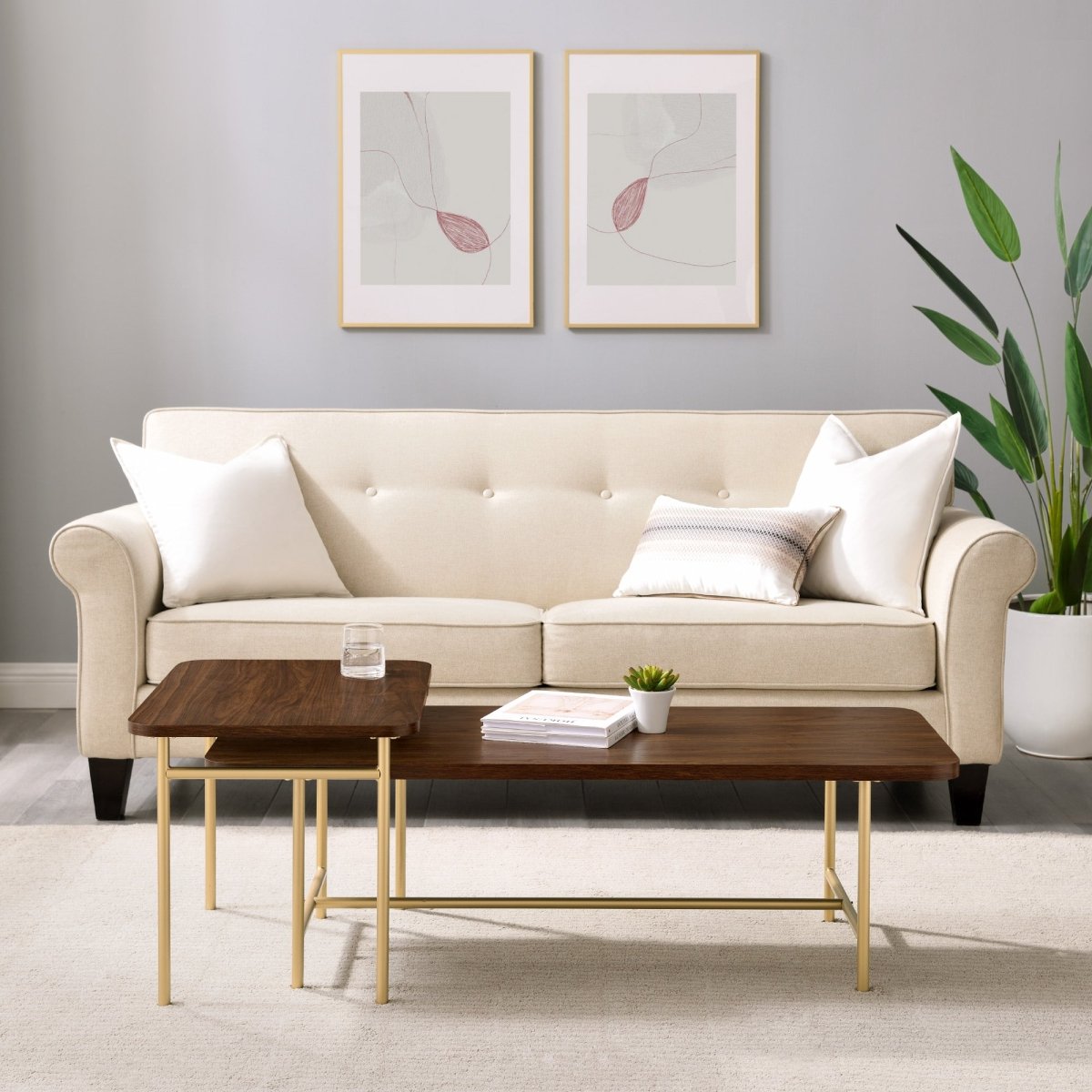 Walker Edison Reema 2-Piece Modern Nesting Coffee Table - lily & onyx