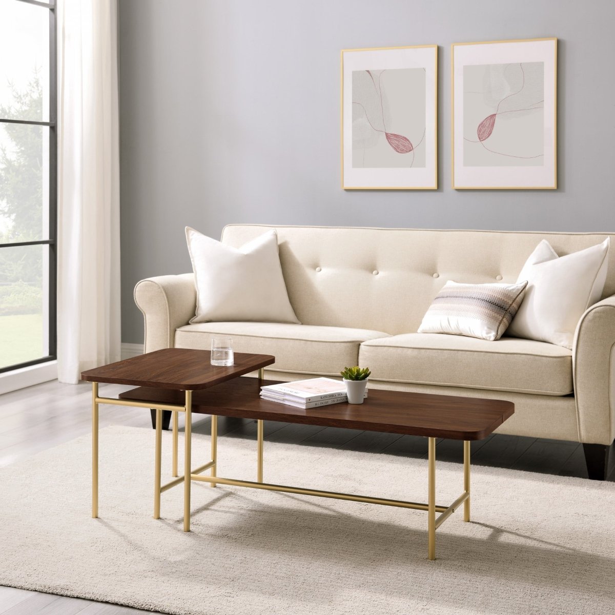 Walker Edison Reema 2-Piece Modern Nesting Coffee Table - lily & onyx