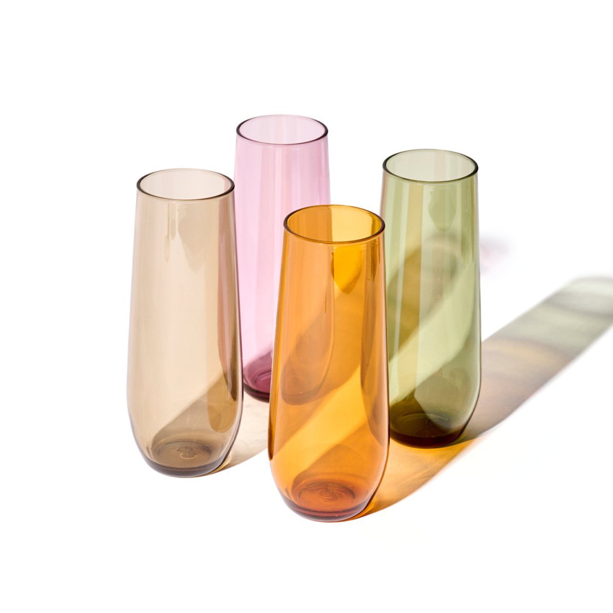 TOSSWARE RESERVE 9oz Stemless Champagne Tritan™ Copolyester Glass - Mixed Color Set - lily & onyx